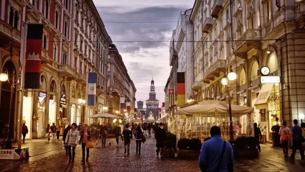 Quartier de Brera à Milan à la tombée du jour
